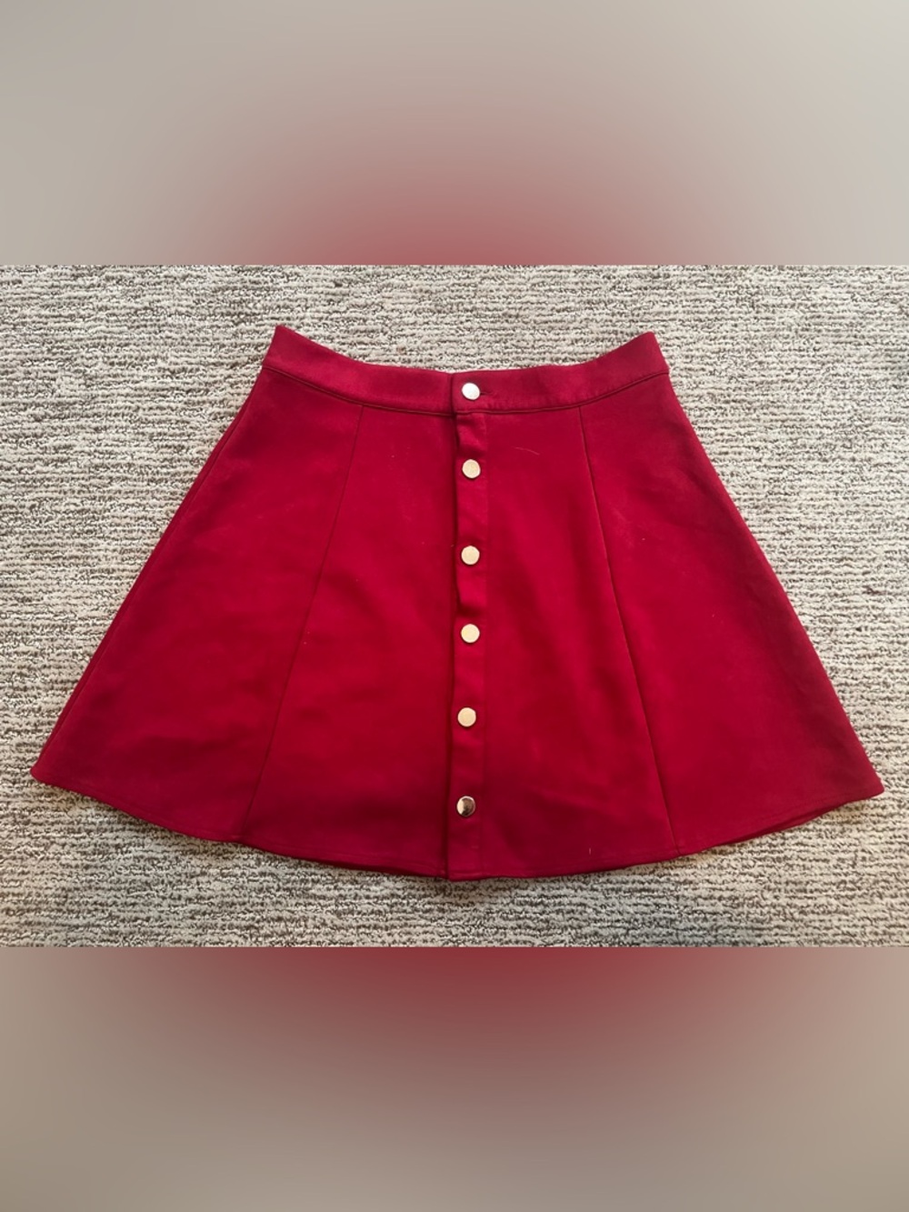 Allegra K Burgundy Button-Front A-Line Skirt